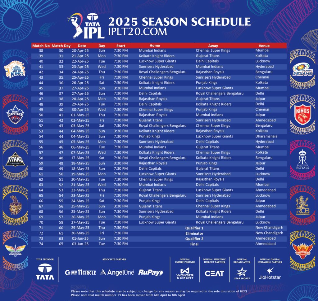 IPL 2026 schedule