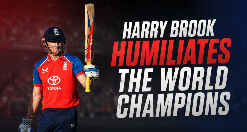 England captain Harry Brook famously dismantled the defending T20 world champions (India) during a bilateral series, most notably blasting a match-winning 79* off just 35 balls in the 4th T20 International in Bristol to seal a series victory.