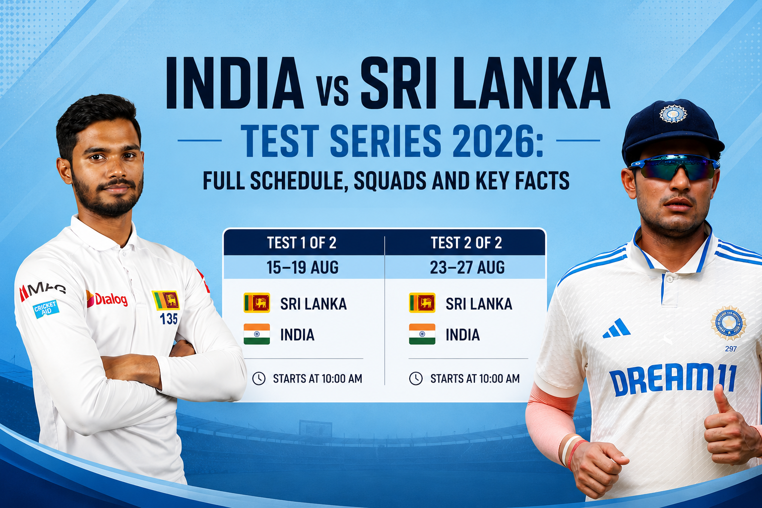 India vs Sri Lanka Test Series 2026: Full Schedule, Squads and Key Facts